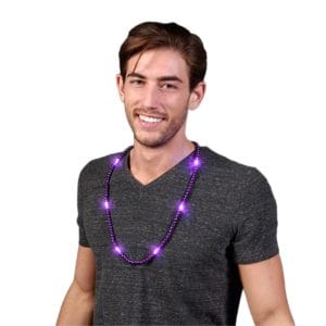 LED Necklace with Purple Metallic Beads for Mardi Gras LED Necklace with Purple Metallic Beads for Mardi Gras