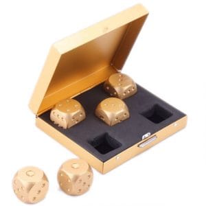 Set of 5 Gold Plated Metal Dice with Gold Box Set of 5 Gold Plated Metal Dice with Gold Box