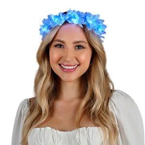 Light Up Flashing Blue Flower Crown Stretchy Headband Light Up Flashing Blue Flower Crown Stretchy Headband