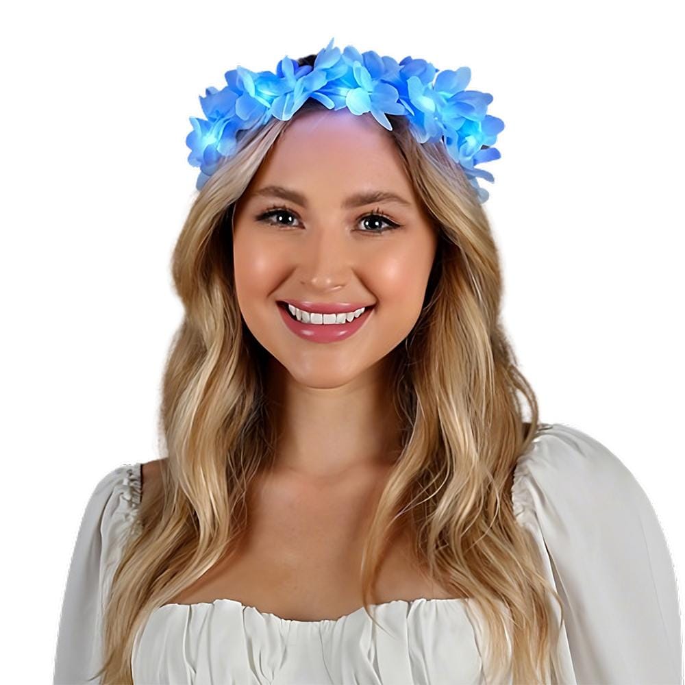 Light Up Flashing Blue Flower Crown Stretchy Headband All Products Light Up Flashing Blue Flower Crown Stretchy Headband All Products