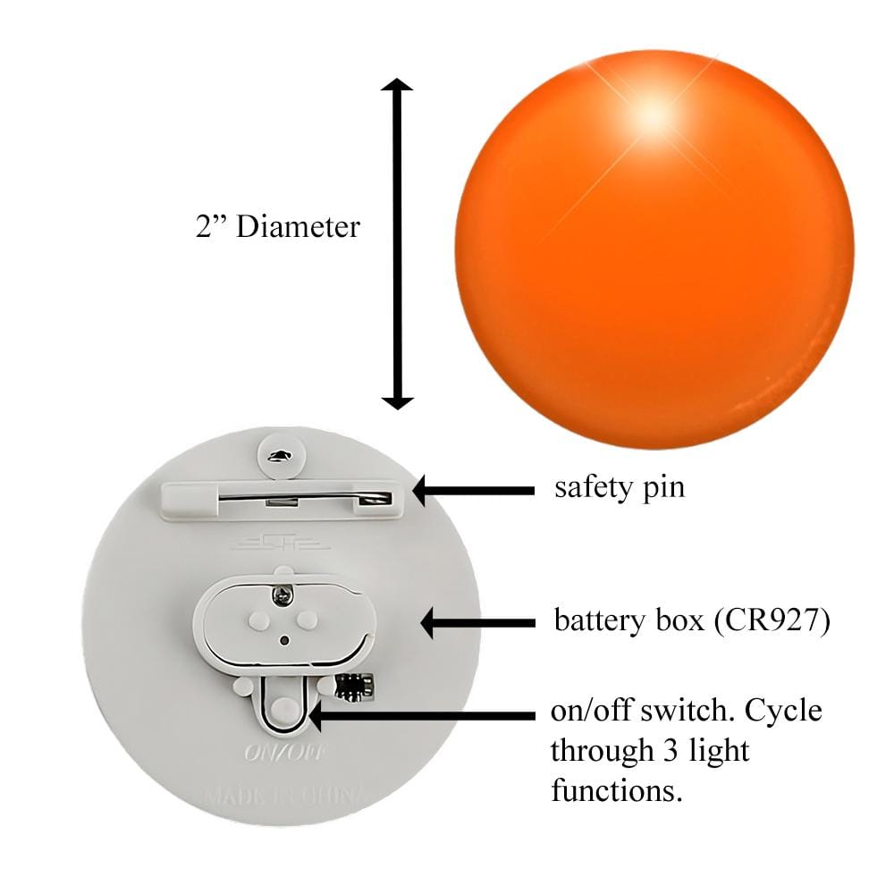 Light Up Round Badge Pin Orange All Products Light Up Round Badge Pin Orange All Products 5