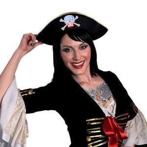 Premium Light Up Black Pirate Hat with Blinking Skull Premium Light Up Black Pirate Hat with Blinking Skull