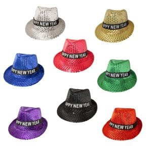 Light Up Happy New Year Sequin Fedoras Pack of 12 Light Up Happy New Year Sequin Fedoras Pack of 12