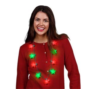 Christmas Stars Red Green LED String Lights Necklace Christmas Stars Red Green LED String Lights Necklace