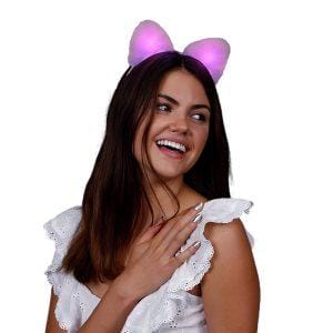 Pink LED Soft Cat Ears Headband