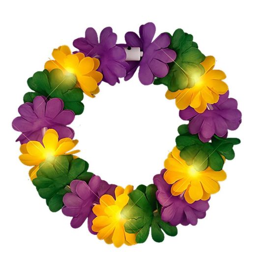 Light Up Flashing Mardi Gras Flower Crown Stretchy Headband All Products