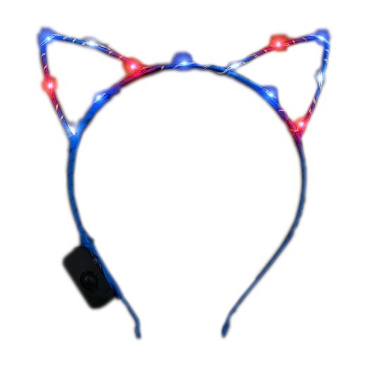 Red White Blue LEDs Kitty Cat Ear Patriotic Headband All Products Red White Blue LEDs Kitty Cat Ear Patriotic Headband All Products