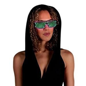 Ultra Electro Luminescent Sunglasses Pink and Green for Mardi Gras Ultra Electro Luminescent Sunglasses Pink and Green for Mardi Gras