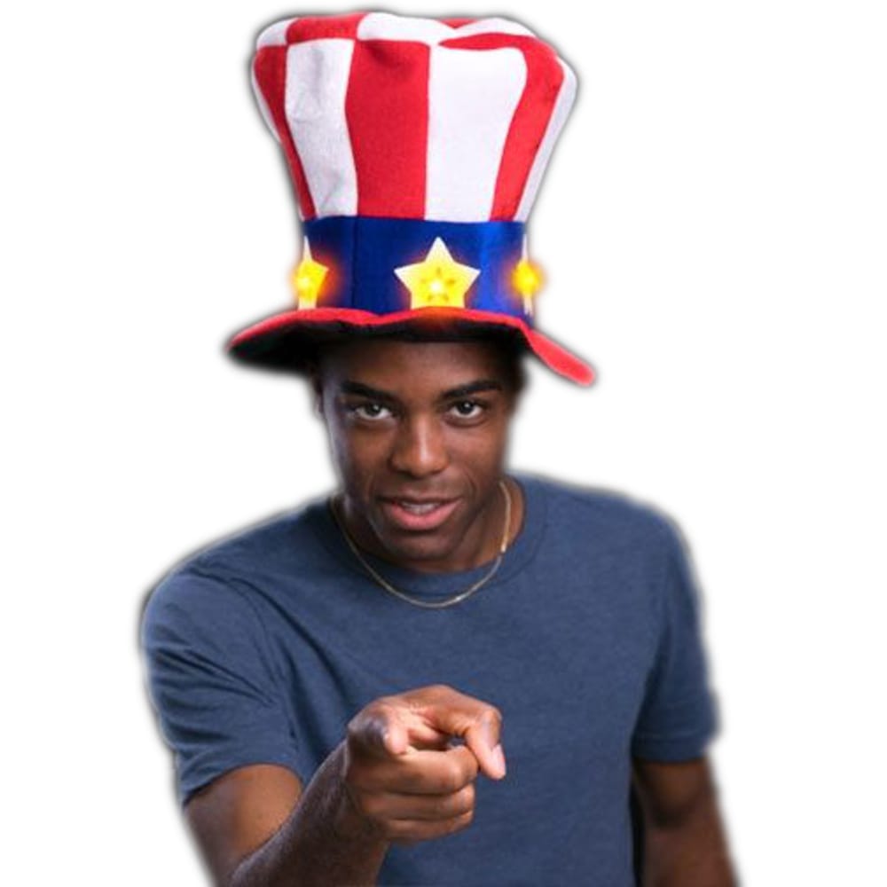 Red White Blue Uncle Sam Plush Star Hat 4th of July Red White Blue Uncle Sam Plush Star Hat 4th of July