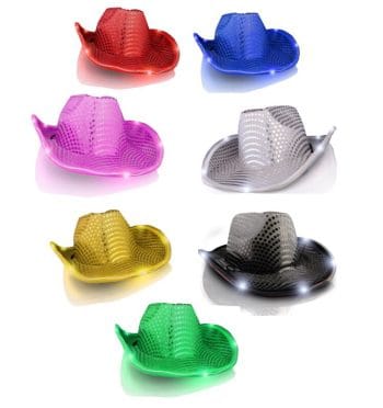 Assorted LED Sequin Cowboy Hat No Stitching Pack of 12 All Products Assorted LED Sequin Cowboy Hat No Stitching Pack of 12 All Products