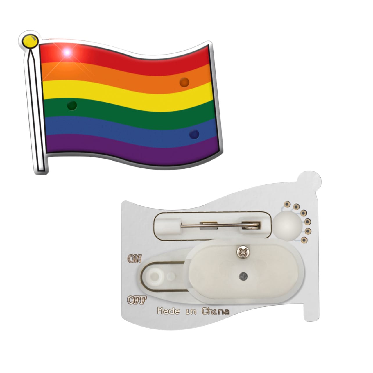 Rainbow Flag Light Up Pin All Body Lights and Blinkees Rainbow Flag Light Up Pin All Body Lights and Blinkees 5