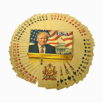24 Karat Donald Trump Gold Plated Waterproof Playing Cards 24K Gold and Silver Plated Replica Bills