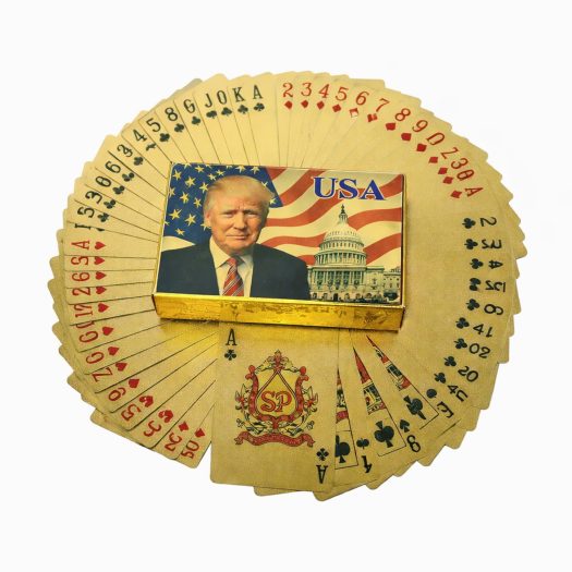 24 Karat Donald Trump Gold Plated Waterproof Playing Cards 24K Gold and Silver Plated Replica Bills