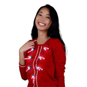 Light Up Seven Candy Cane Charms Christmas Necklace Light Up Seven Candy Cane Charms Christmas Necklace
