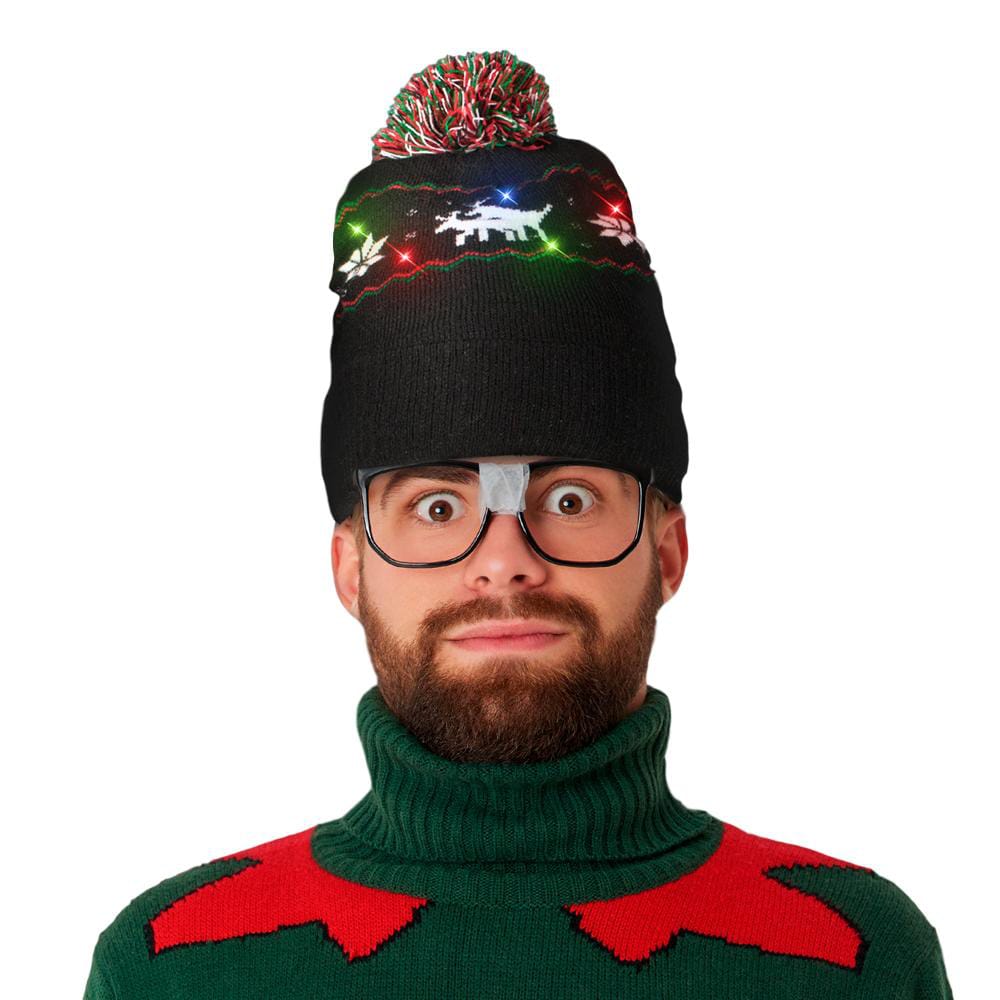 Light Up Reindeer Knit Pom Pom Beanie Hat Pack of 6 All Products Light Up Reindeer Knit Pom Pom Beanie Hat Pack of 6 All Products