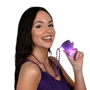 Light Up Purple Shot Glass on Purple Beaded Necklaces Light Up Purple Shot Glass on Purple Beaded Necklaces