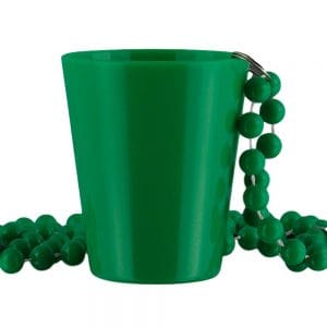 Unlit Up Green Shot Glass on Green Beaded Necklaces for Mardi Gras Unlit Up Green Shot Glass on Green Beaded Necklaces for Mardi Gras