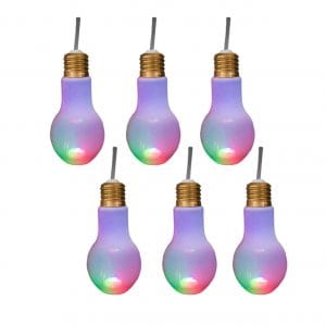 Pack of 12 Multicolor Translucent LED 16 Ounce Bulb Cup with Lid and Straw Pack of 12 Multicolor Translucent LED 16 Ounce Bulb Cup with Lid and Straw
