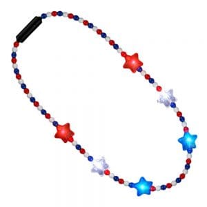 Flashing Patriotic Disco Prism Stars Red White Blue Necklace 4th of July Flashing Patriotic Disco Prism Stars Red White Blue Necklace 4th of July