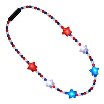 Flashing Patriotic Disco Prism Stars Red White Blue Necklace 4th of July Flashing Patriotic Disco Prism Stars Red White Blue Necklace 4th of July