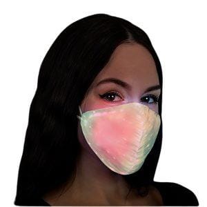 USB Fiber Optic Light Up Multicolor Face Mask in White Cup Shaped Fabric USB Fiber Optic Light Up Multicolor Face Mask in White Cup Shaped Fabric