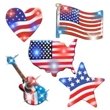 Assorted USA Flag Patriotic Body Light Lapel Pins Pack of 25 4th of July