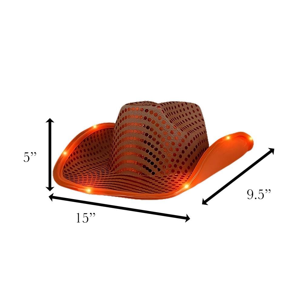 LED Flashing Cowboy Hat with Orange Sequins All Products LED Flashing Cowboy Hat with Orange Sequins All Products 6