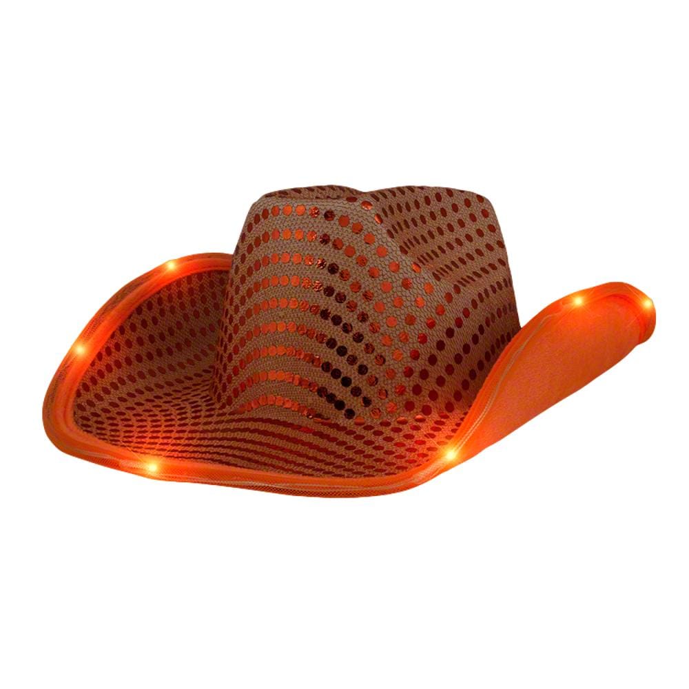 LED Flashing Cowboy Hat with Orange Sequins All Products LED Flashing Cowboy Hat with Orange Sequins All Products 5