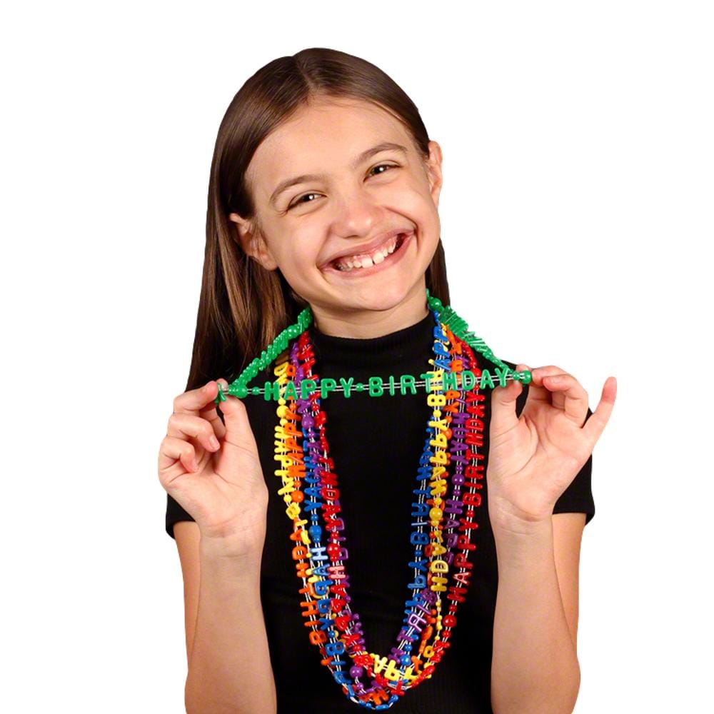 Opaque Happy Birthday Necklace Assorted Pack of 12 All Products Opaque Happy Birthday Necklace Assorted Pack of 12 All Products