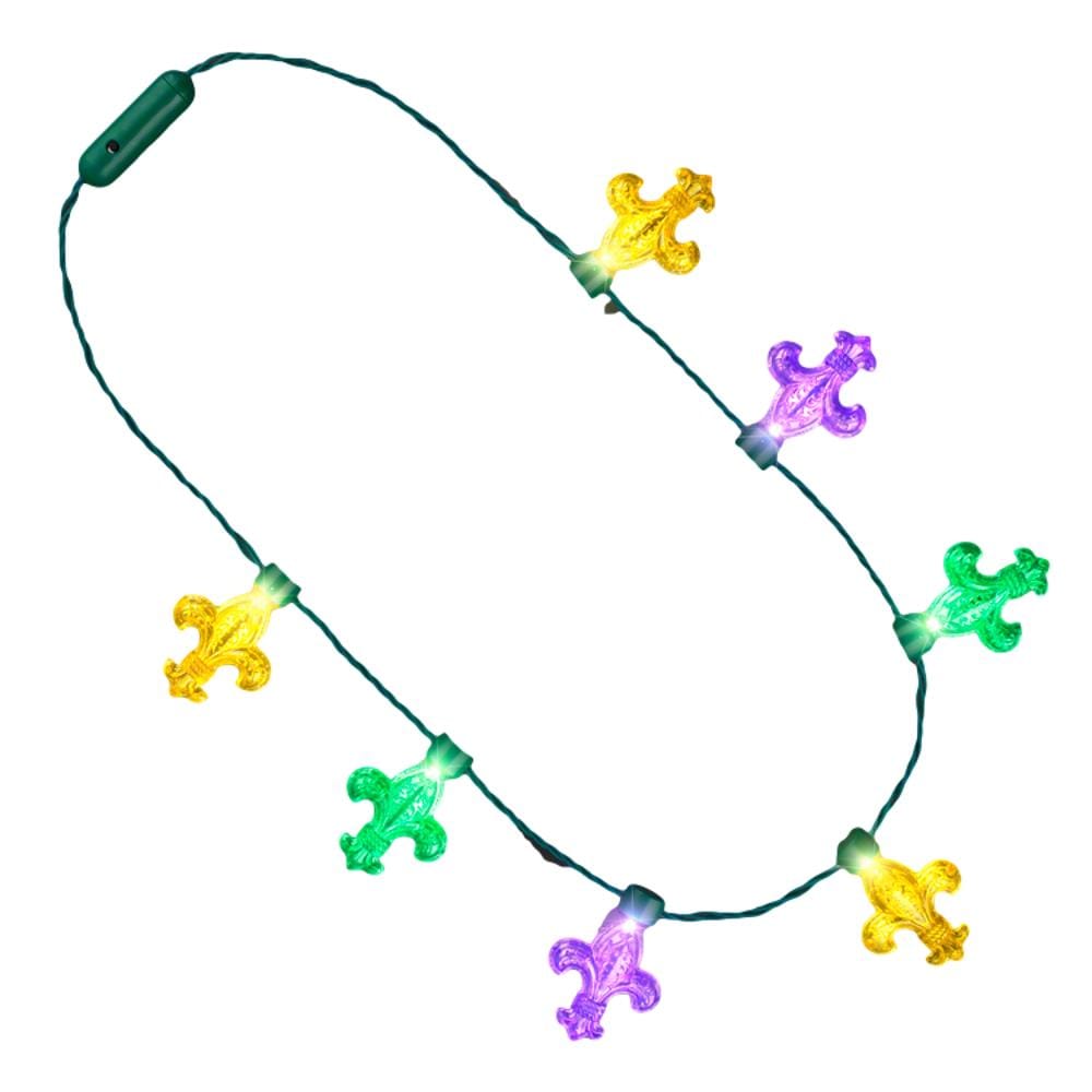 Mardi Gras Big Acrylic Fleur de Lis Bulbs LED Flashing String Charm Crewe Necklace All Products Mardi Gras Big Acrylic Fleur de Lis Bulbs LED Flashing String Charm Crewe Necklace All Products 5