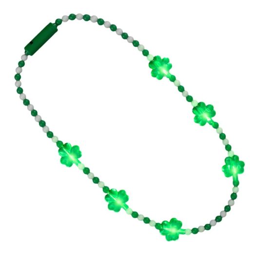 Light Up Shamrock Charms Opaque Bead Necklace for St Patricks Day All Products Light Up Shamrock Charms Opaque Bead Necklace for St Patricks Day All Products