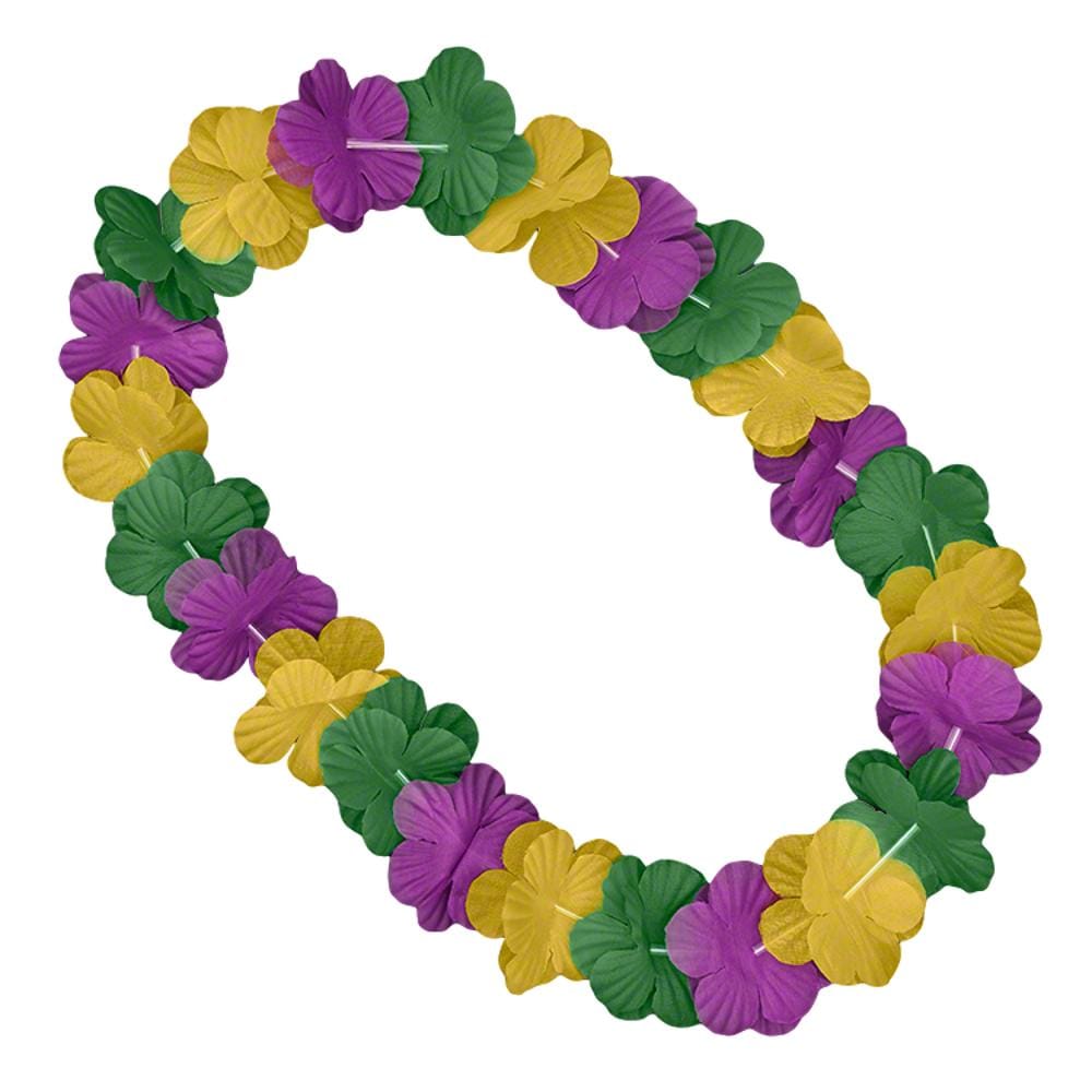 Hawaiian Flower Mardi Gras Lei Necklace Purple Green Gold All Products Hawaiian Flower Mardi Gras Lei Necklace Purple Green Gold All Products