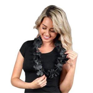 Hawaiian Flower Lei Necklace Black