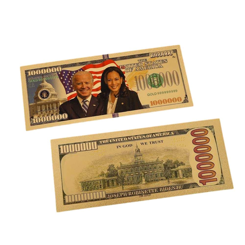 Joe Bidden Kamala Harris Tandem 24k Gold Plated Bill Collectible Banknotes for Decoration 24K Gold and Silver Plated Replica Bills Joe Bidden Kamala Harris Tandem 24k Gold Plated Bill Collectible Banknotes for Decoration 24K Gold and Silver Plated Replica Bills 3