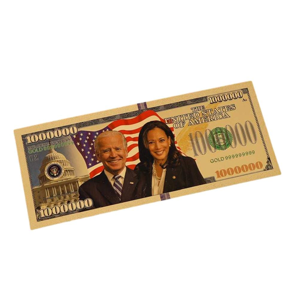 Joe Bidden Kamala Harris Tandem 24k Gold Plated Bill Collectible Banknotes for Decoration 24K Gold and Silver Plated Replica Bills Joe Bidden Kamala Harris Tandem 24k Gold Plated Bill Collectible Banknotes for Decoration 24K Gold and Silver Plated Replica Bills 4