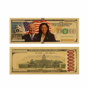 Joe Bidden Kamala Harris Tandem 24k Gold Plated Bill Collectible Banknotes for Decoration 24K Gold and Silver Plated Replica Bills Joe Bidden Kamala Harris Tandem 24k Gold Plated Bill Collectible Banknotes for Decoration 24K Gold and Silver Plated Replica Bills