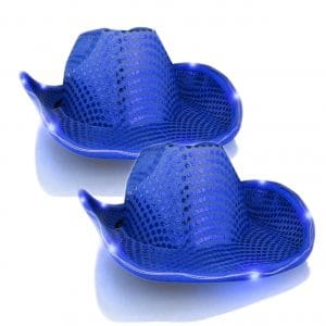 LED Flashing Cowboy Hat with Blue Sequins Pack of 2 4th of July LED Flashing Cowboy Hat with Blue Sequins Pack of 2 4th of July