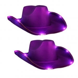 Light Up Shiny Satin Metallic Space Cowboy Hat Purple Pack of 2 Light Up Shiny Satin Metallic Space Cowboy Hat Purple Pack of 2