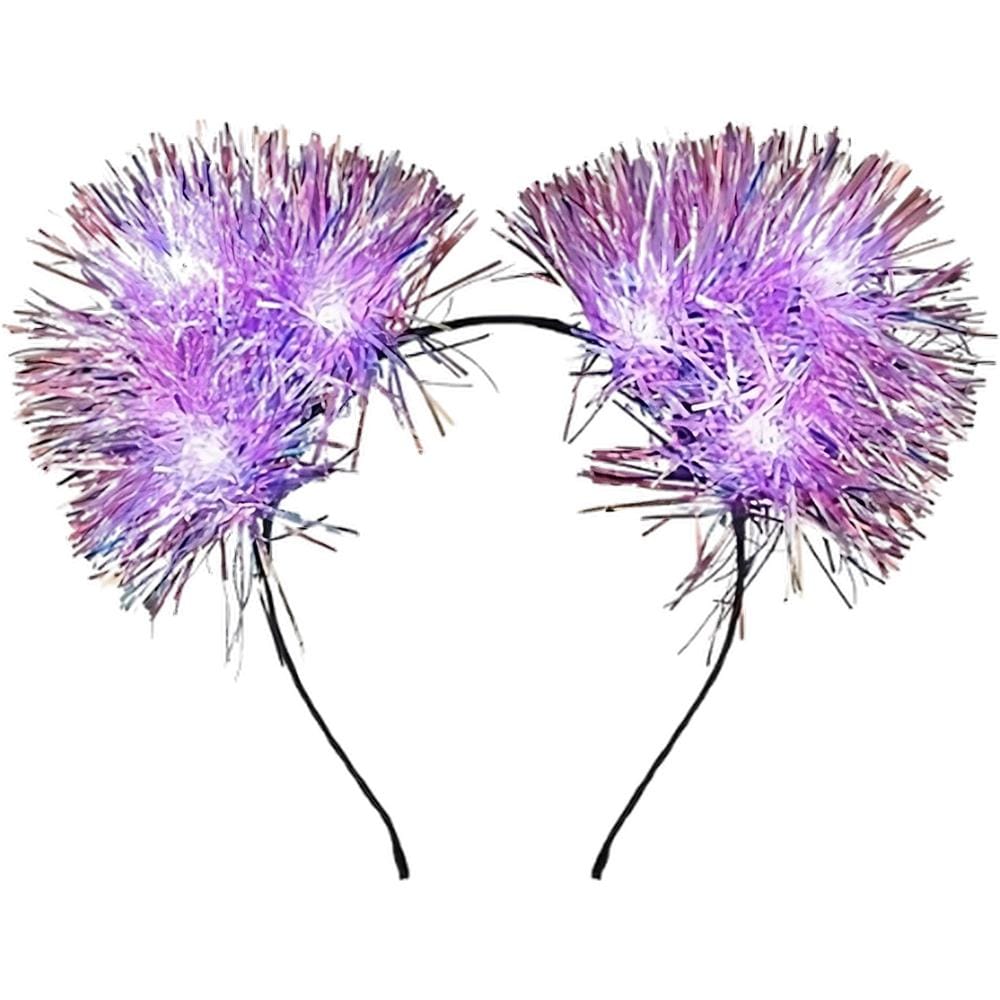White LED Tinsel Fluffy Cat Ears Headband All Products White LED Tinsel Fluffy Cat Ears Headband All Products 2