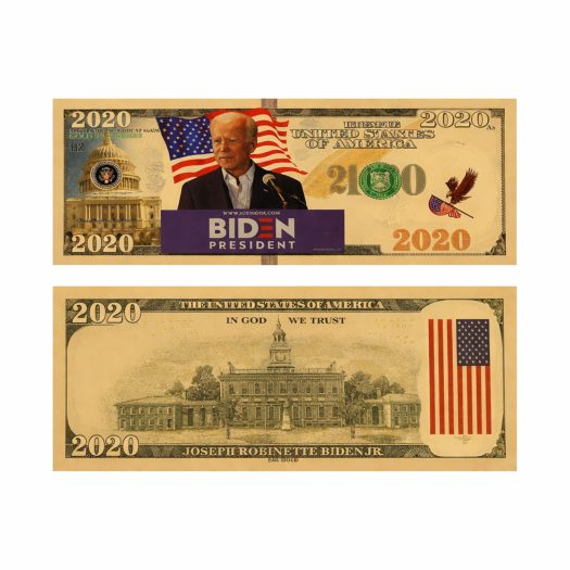 Podium Campaign Gold Foil President Joe Biden 2020 24k Gold Plated Bill Collectible Banknotes for Decoration 24K Gold and Silver Plated Replica Bills