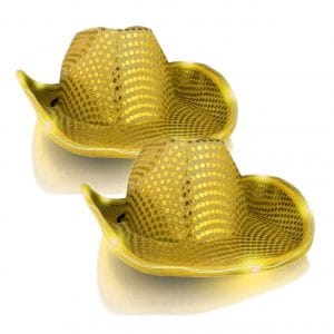LED Flashing Cowboy Hat with Gold Sequins Pack of 2 LED Flashing Cowboy Hat with Gold Sequins Pack of 2