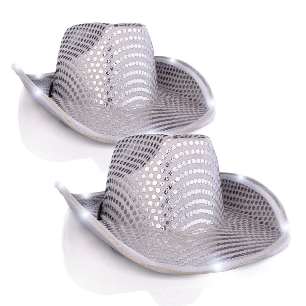 LED Flashing Cowboy Hat with White Sequins Pack of 2 4th of July LED Flashing Cowboy Hat with White Sequins Pack of 2 4th of July 3