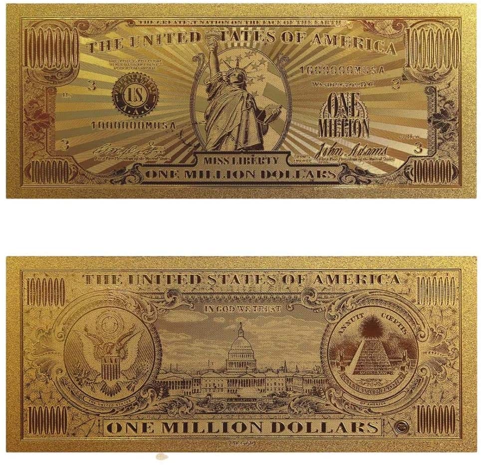 Set of 14 Commemorative Mega Billion 24K Gold Plated US Dollar Fake Banknotes Timeless Collection Protector Sold Separately 24K Gold and Silver Plated Replica Bills Set of 14 Commemorative Mega Billion 24K Gold Plated US Dollar Fake Banknotes Timeless Collection Protector Sold Separately 24K Gold and Silver Plated Replica Bills 3