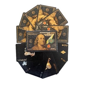 100 Dollar Bill Black Gold Silver 24k Plated Waterproof Poker Playing Cards 24K Gold and Silver Plated Replica Bills 100 Dollar Bill Black Gold Silver 24k Plated Waterproof Poker Playing Cards 24K Gold and Silver Plated Replica Bills