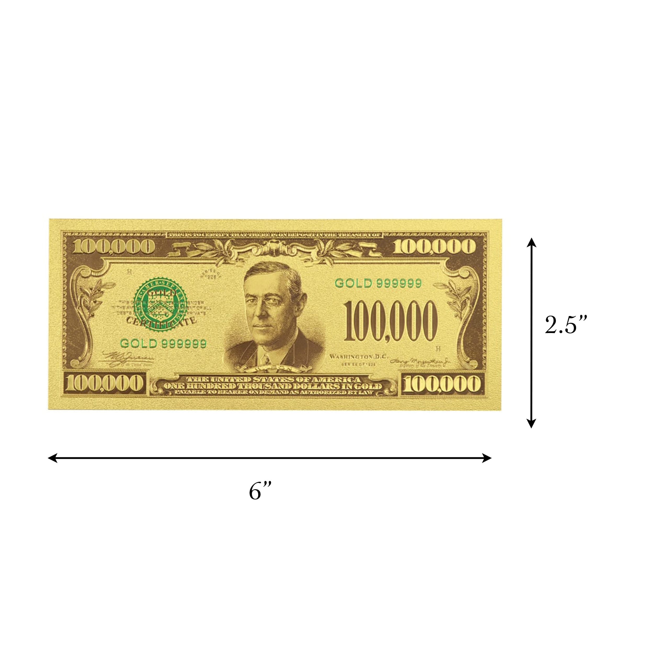 One Hundred Thousand US Dollars 24K Gold Plated Collectible Fake Banknotes for Decoration 24K Gold and Silver Plated Replica Bills One Hundred Thousand US Dollars 24K Gold Plated Collectible Fake Banknotes for Decoration 24K Gold and Silver Plated Replica Bills 4