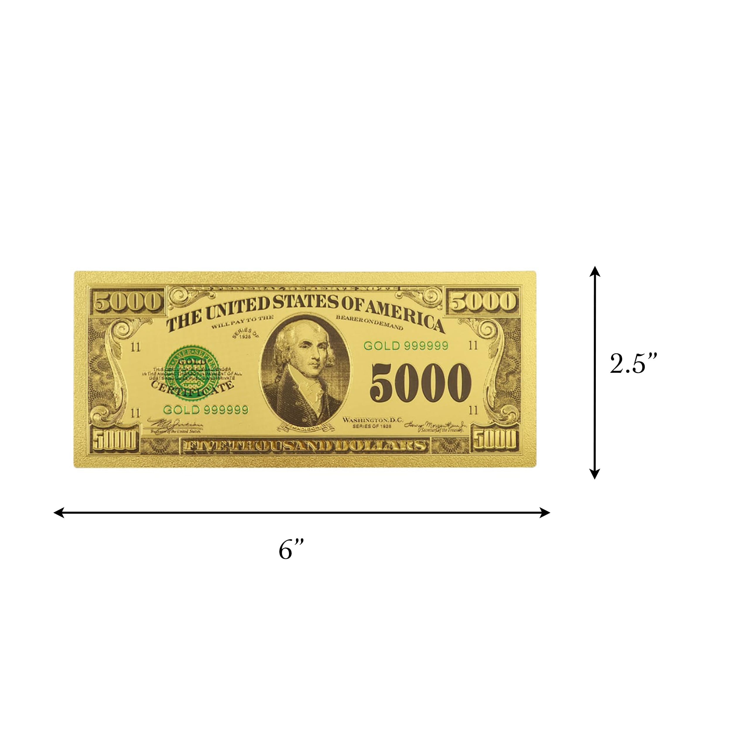 Five Thousand US Dollars 24K Gold Plated Collectible Fake Banknotes for Decoration 24K Gold and Silver Plated Replica Bills Five Thousand US Dollars 24K Gold Plated Collectible Fake Banknotes for Decoration 24K Gold and Silver Plated Replica Bills 4