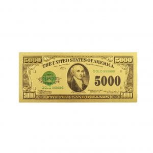 Five Thousand US Dollars 24K Gold Plated Collectible Fake Banknotes for Decoration 24K Gold and Silver Plated Replica Bills Five Thousand US Dollars 24K Gold Plated Collectible Fake Banknotes for Decoration 24K Gold and Silver Plated Replica Bills