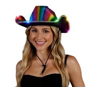 Multicolor Lights Metallic Shine Rainbow Cowboy Hat Multicolor Lights Metallic Shine Rainbow Cowboy Hat