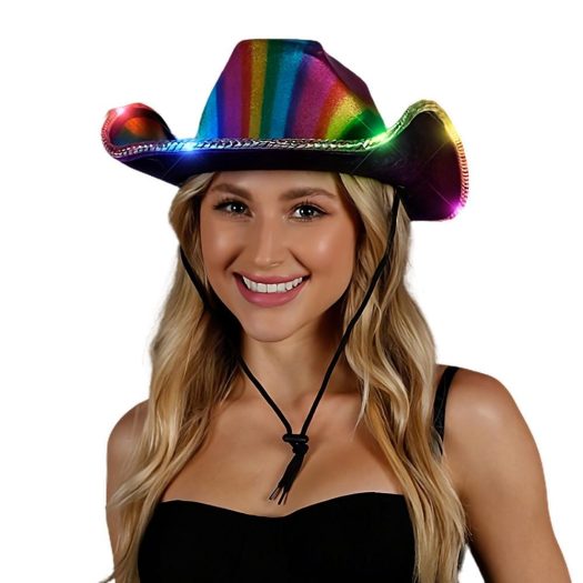 Multicolor Lights Metallic Shine Rainbow Cowboy Hat All Products Multicolor Lights Metallic Shine Rainbow Cowboy Hat All Products