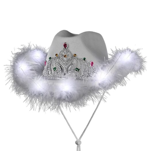 Light Up White Tiara Bridal Cowboy Cowgirl Hat All Products